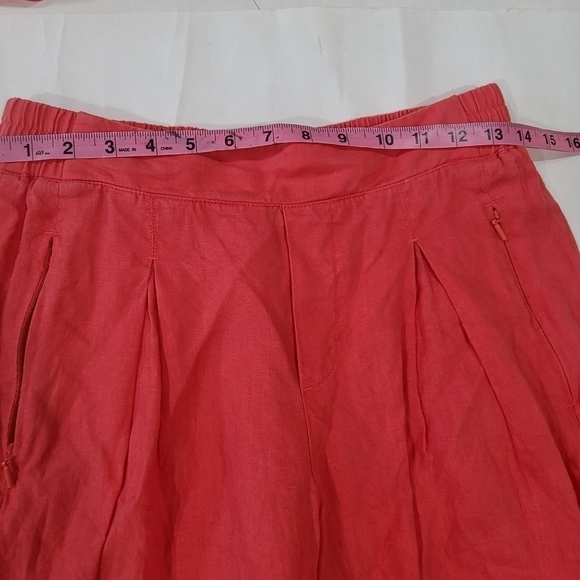 Athleta Playa Linen Set Top & Wide Leg Crop Pants Passionfruit Coral Small 6 S - Picture 15 of 16